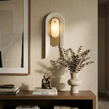Alabaster Stacked Oval Wall Sconce