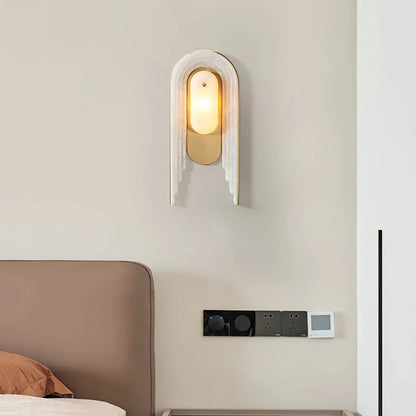 Alabaster Stacked Oval Wall Sconce