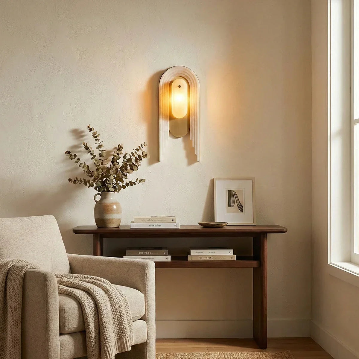 Alabaster Stacked Oval Wall Sconce