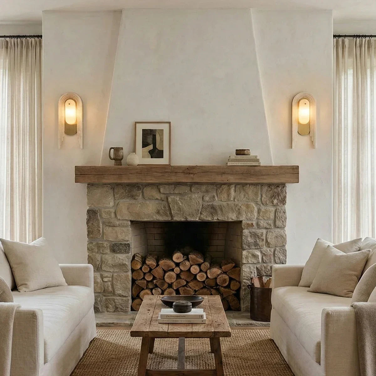 Alabaster Stacked Oval Wall Sconce