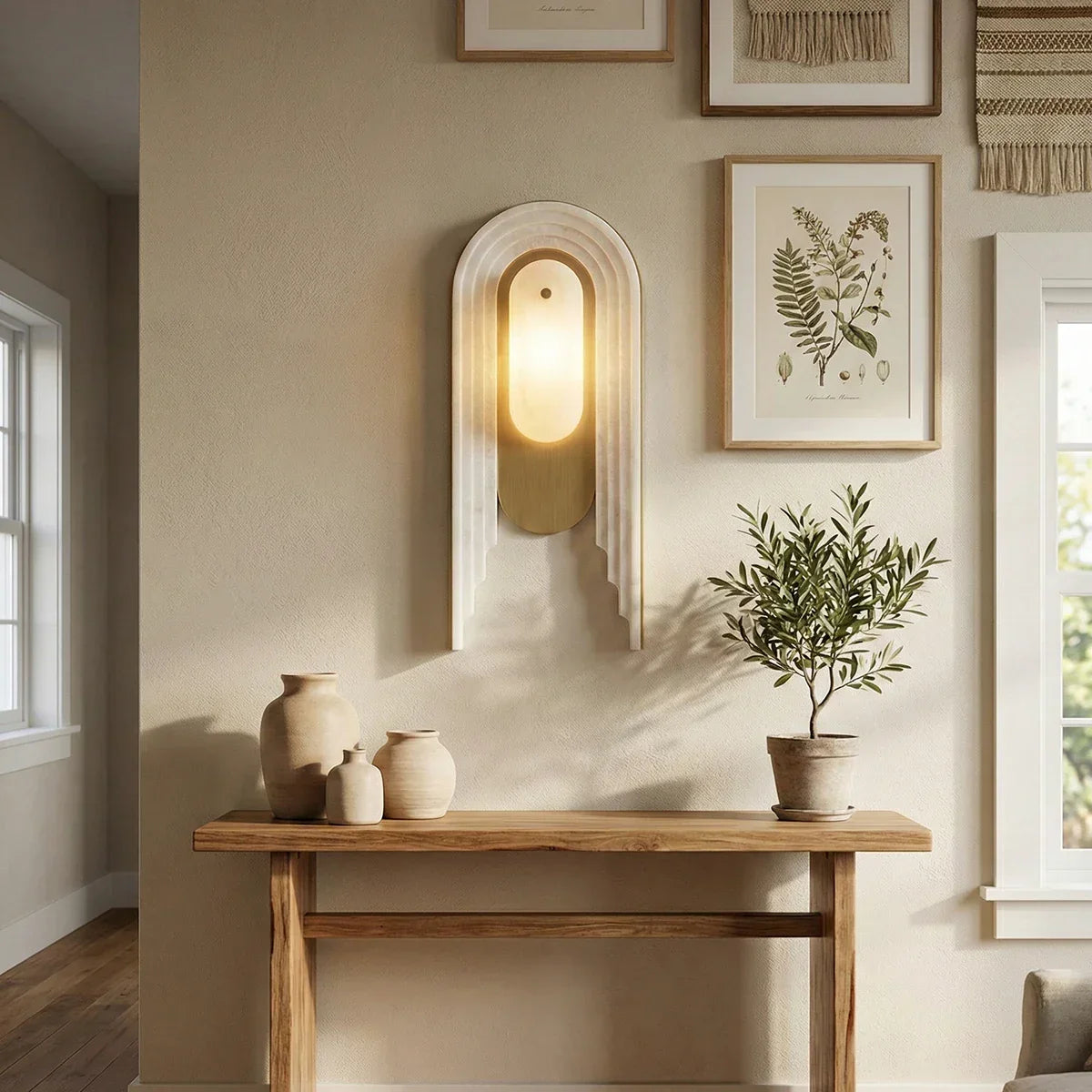 Alabaster Stacked Oval Wall Sconce