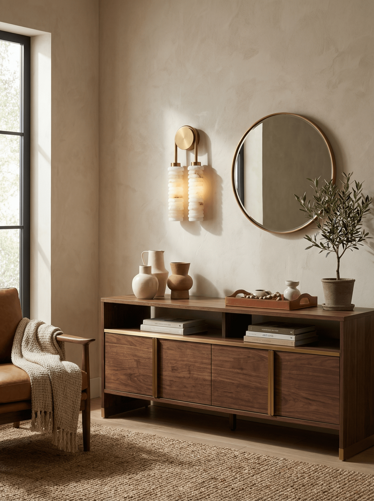 Calla Ribbed Alabaster Wall Sconce