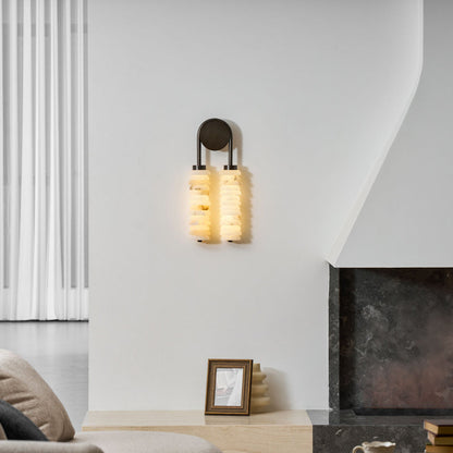 Calla Ribbed Alabaster Wall Sconce
