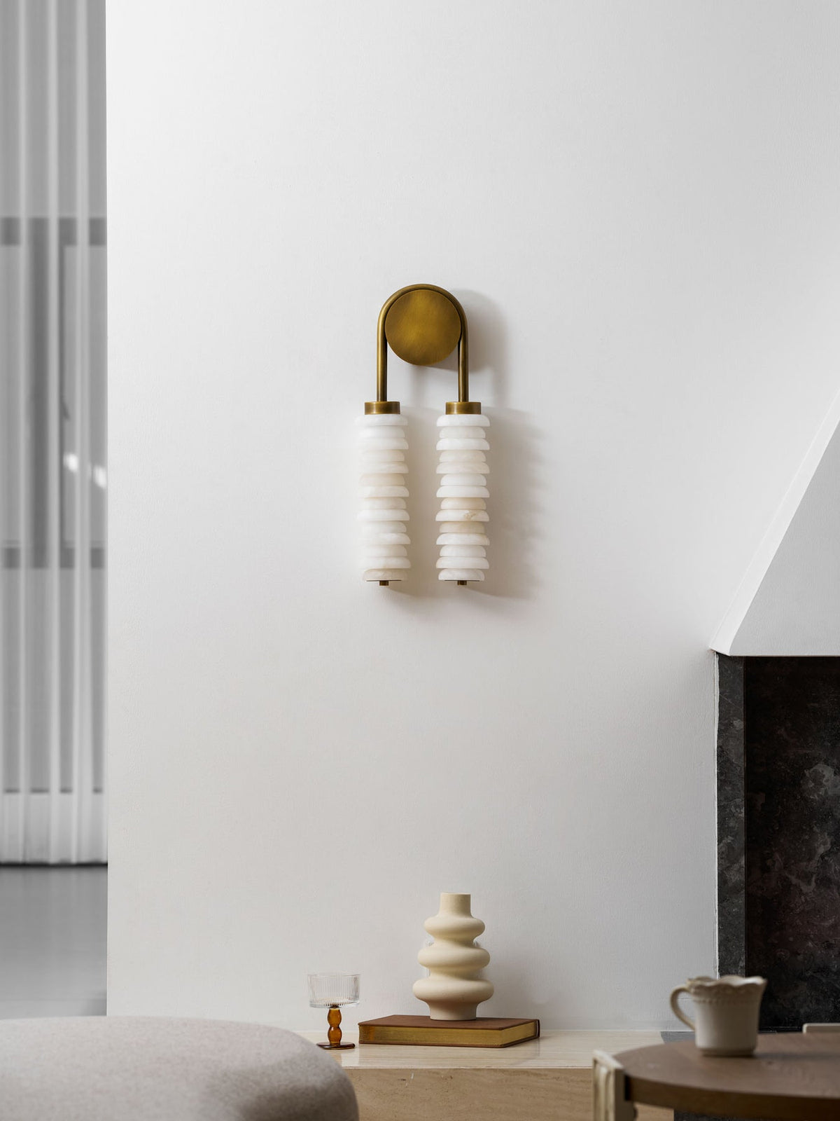 Calla Ribbed Alabaster Wall Sconce