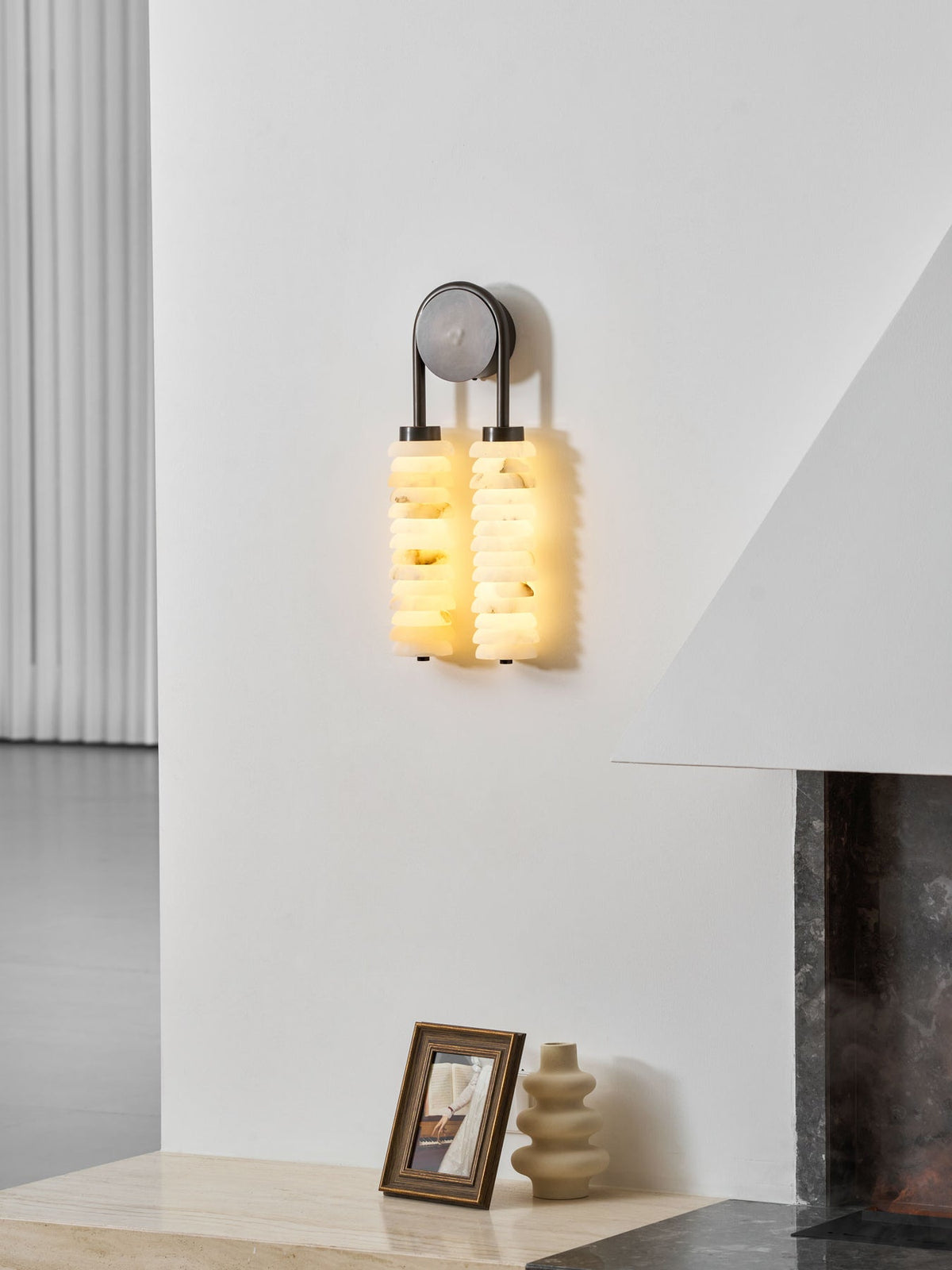 Calla Ribbed Alabaster Wall Sconce