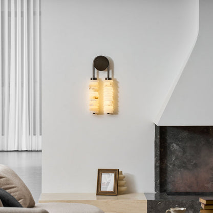 Calla Ribbed Alabaster Wall Sconce