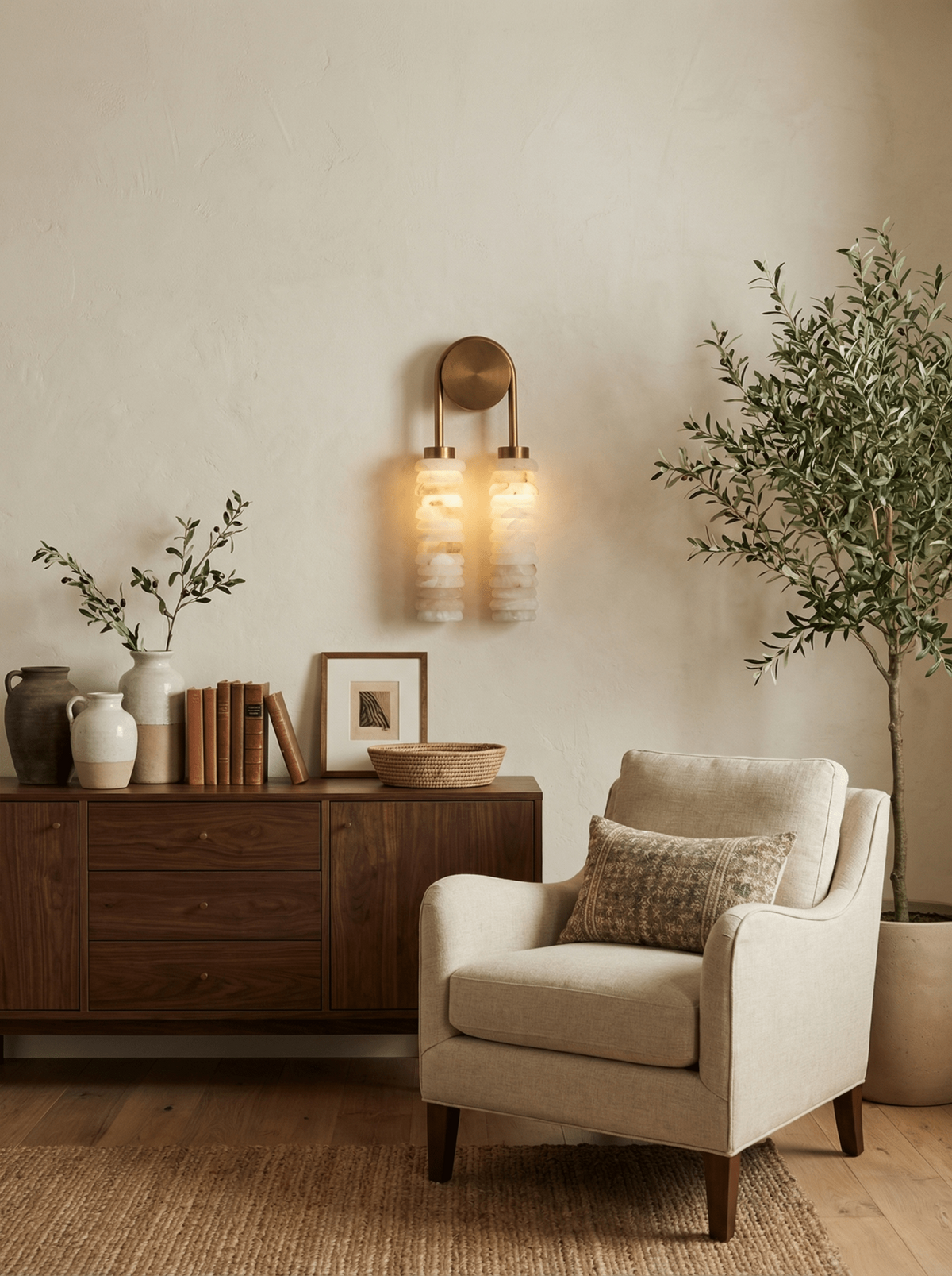 Calla Ribbed Alabaster Wall Sconce