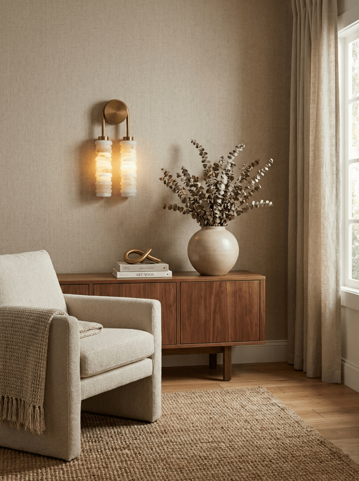 Calla Ribbed Alabaster Wall Sconce
