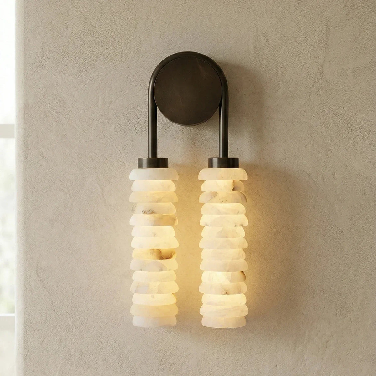Calla Ribbed Alabaster Wall Sconce