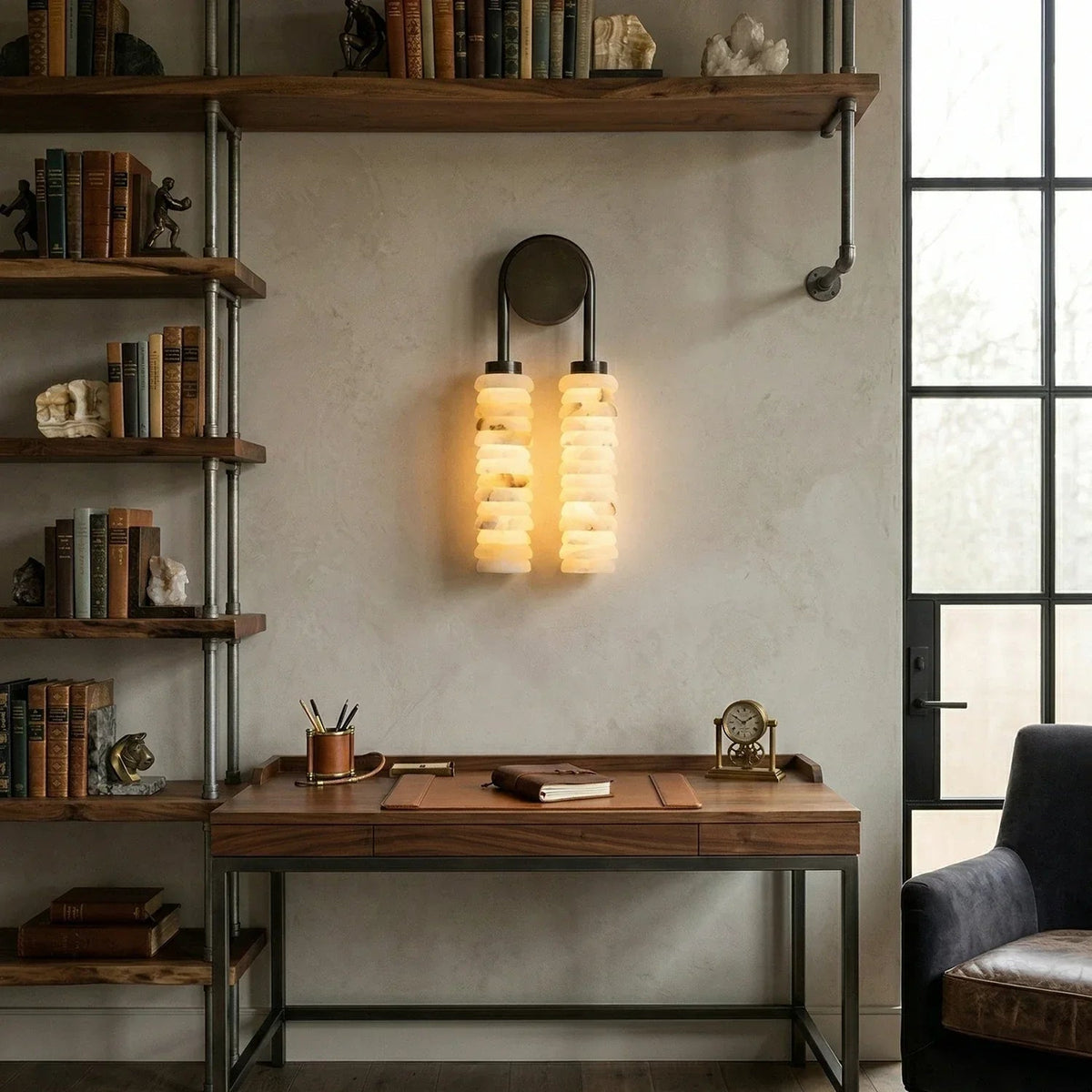 Calla Ribbed Alabaster Wall Sconce