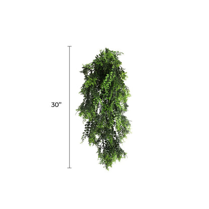 Mediterranean Fern Vine Artificial Hanging Plant 8.6×30in – NFPA701 Fire Rated – UV Resistant