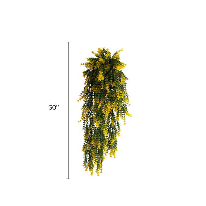 Yellow and Green Willow Leaf Garland Artificial Hanging Bush  7.1×30in – NFPA701 Fire Rated – UV Resistant