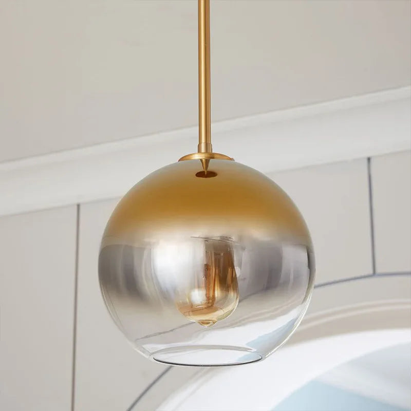 DecorBites™ Gradient Glass Chandelier: Modern Nordic Living Room Lighting for Bedroom or Restaurant