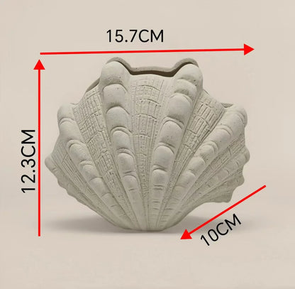 "DecorBites™ Ceramic Clam Shell Vase for Home Decor and Terrarium Arrangements"
