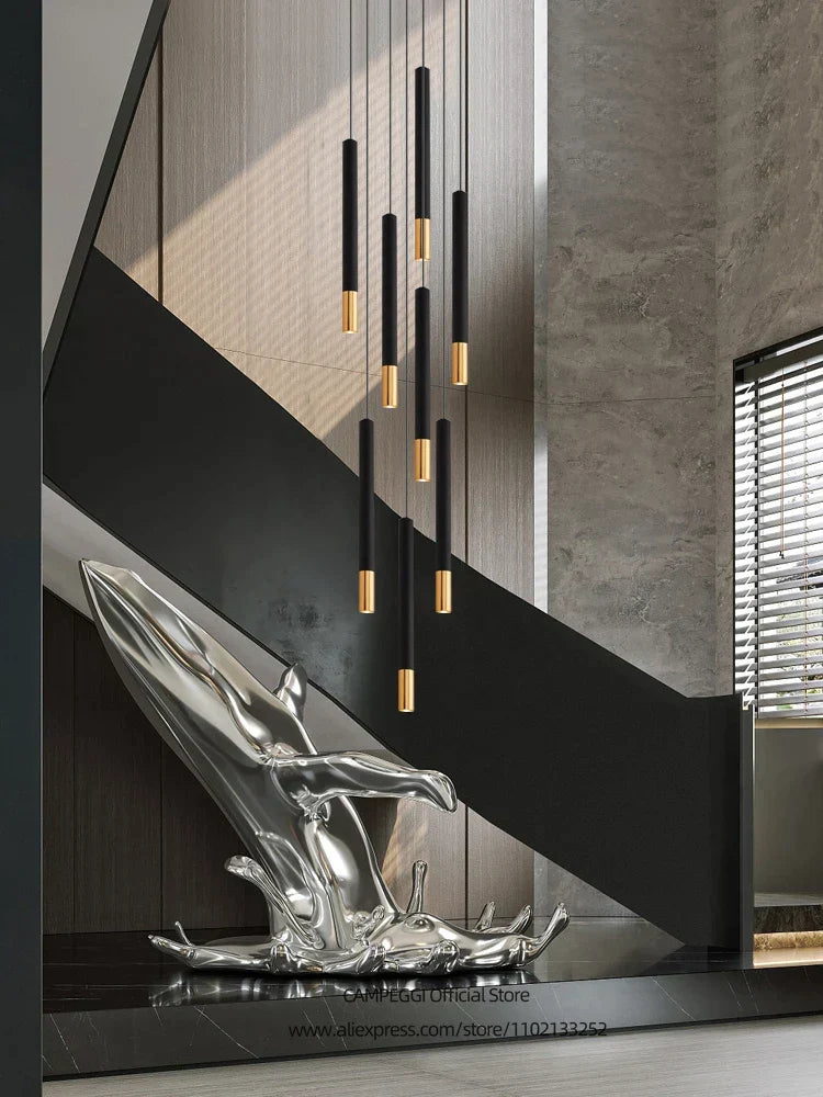 DecorBites™ Black Gold Pendant Lamp: Modern Nordic Designer LED Indoor Lighting