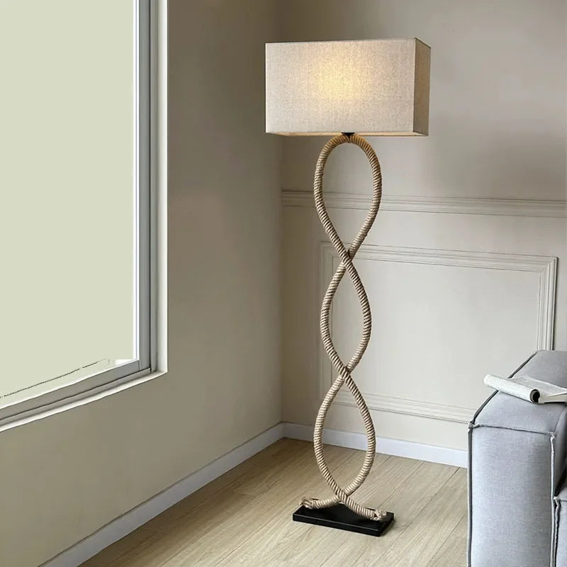 ™ Hemp Rope Fabric Shade LED Floor Lamp for Home Decor