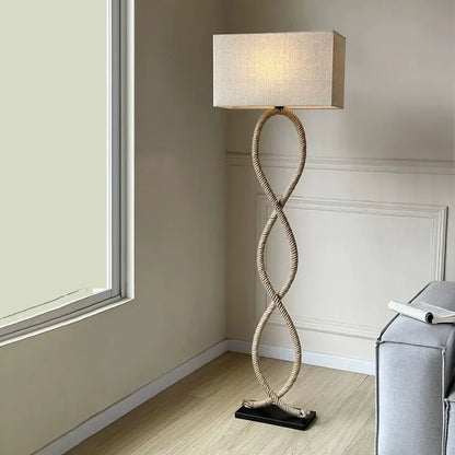 ™ Hemp Rope Fabric Shade LED Floor Lamp for Home Decor
