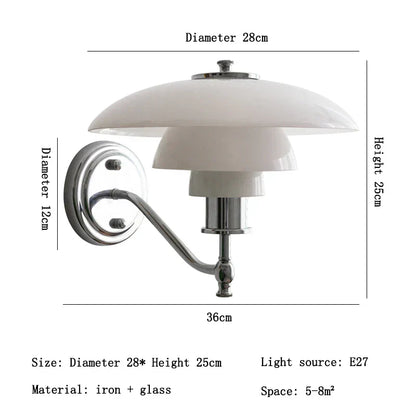 DecorBites™ Glass Wall Lamp Danish Design Chrome Light E27 for Home Decor & Living Room
