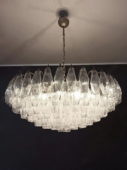 DecorBites™ Gray Glass Chandelier | Luxury Purple Light Fixture