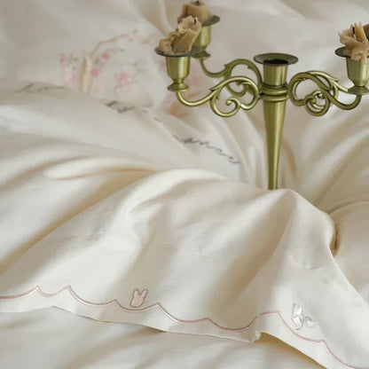DecorBites™ Brushed Volcanic Fleece Cotton Duvet Cover Set with Embroidered Details
