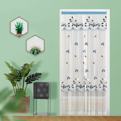 DecorBites™ Lace Embroider Anti-Mosquito Net Door Curtains - Pleated Design for Light and Air Flow