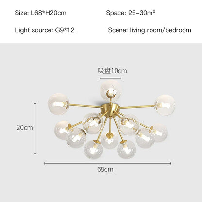 DecorBites™ Glass Ball LED Ceiling Chandelier for Modern Living Room and Bedroom Lighting