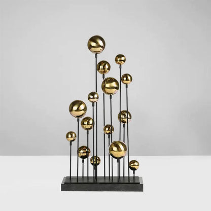 DecorBites™ Geometric Golden Ball Sculpture: Metal Handicrafts Home Decor Ornament