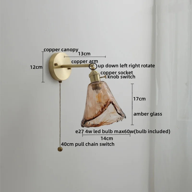 DecorBites™ Ceramic Copper LED Wall Light with Pull Chain Switch for Modern Nordic Home Decor