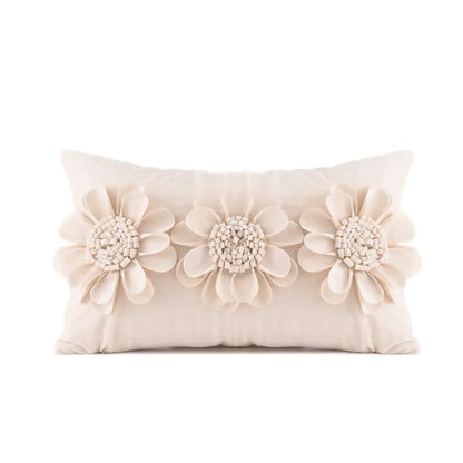 DecorBites™ 3D Velvet Flower Pillow Covers in Yellow Beige 45x45cm