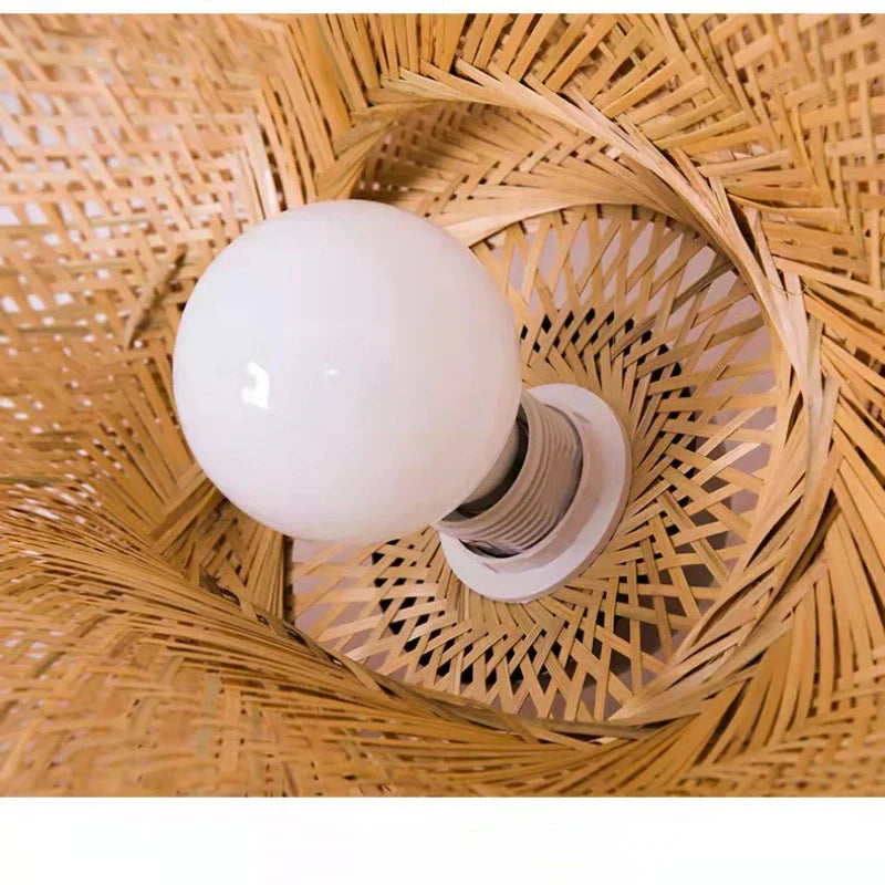 DecorBites™ Bamboo Woven Chandelier Tea Room LED Lighting