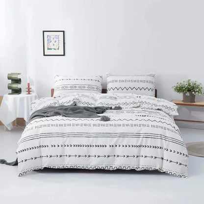 DecorBites™ Boho Chic Stripe Bedding Set with Pillowcase - Ultra-Soft Microfiber Quilt Cover