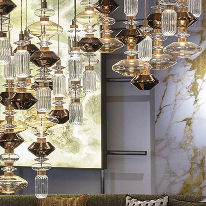 DecorBites™ Ballet Pendant Lamp Clear Amber Glass Shade Restaurant Bedroom Lighting