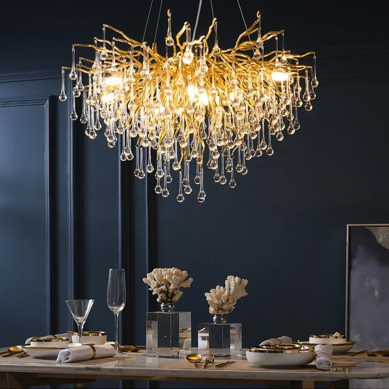 ™ Gold Crystal Ceiling Chandelier for Elegant Home Lighting
