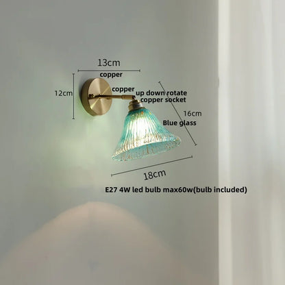 DecorBites™ Copper Butterfly Glass Wall Light Fixture Up Down Rotate LED Bedside Lamp