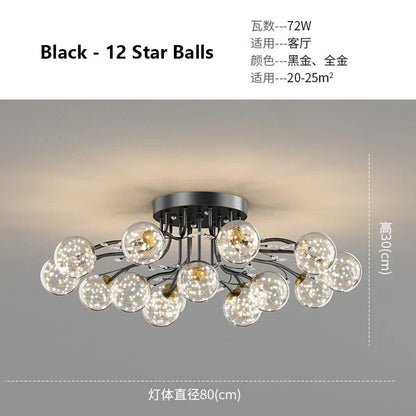DecorBites™ Glass Bubble Ball Crystal LED Ceiling Light - Black Gold Aesthetic Décor