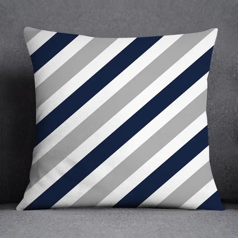 DecorBites™ Blue Geometric Floral Design Pillowcase - Modern Home Decor Cushion Cover