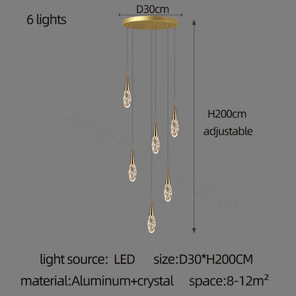 DecorBites™ Diamond Crystal Chandelier - Gold Interior Designer Living Room Lamp