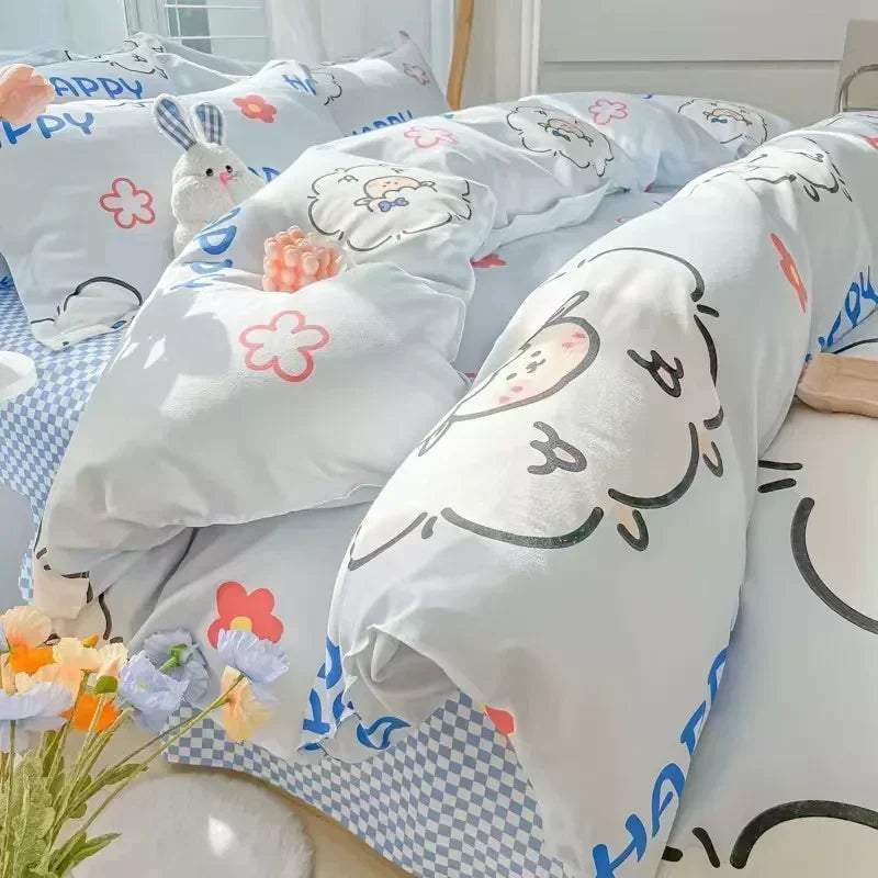 DecorBites™ Cartoon Print Polyester Bedding Set Full Size Soft Duvet Cover Set
