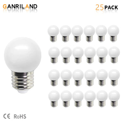 DecorBites™ G45 White String Lights: Waterproof Outdoor Mini Bulbs, Warm White 2700K