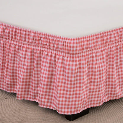 DecorBites™ Elastic Band Diamond Lattice Ruffled Bed Skirt for Queen Size Mattress