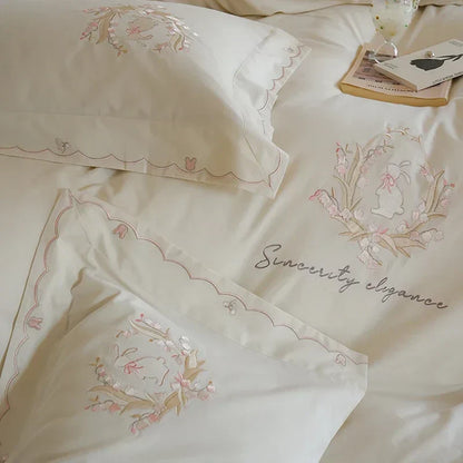 DecorBites™ Brushed Volcanic Fleece Cotton Duvet Cover Set with Embroidered Details