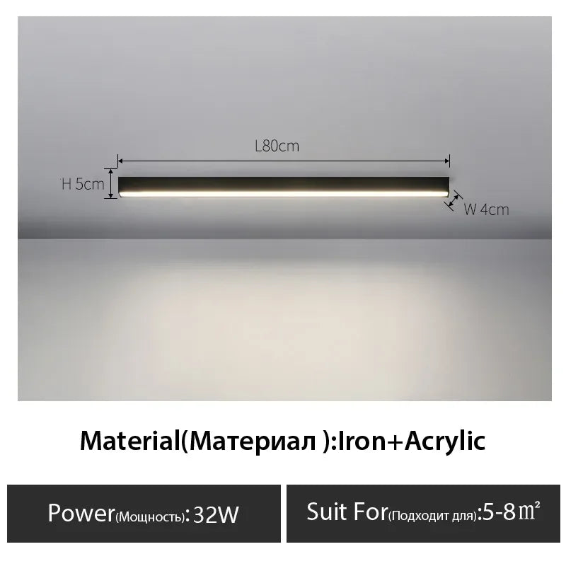 DecorBites™ Black Linear LED Ceiling Light for Aisle, Bedroom, Dining, Living Room – Minimalist Design