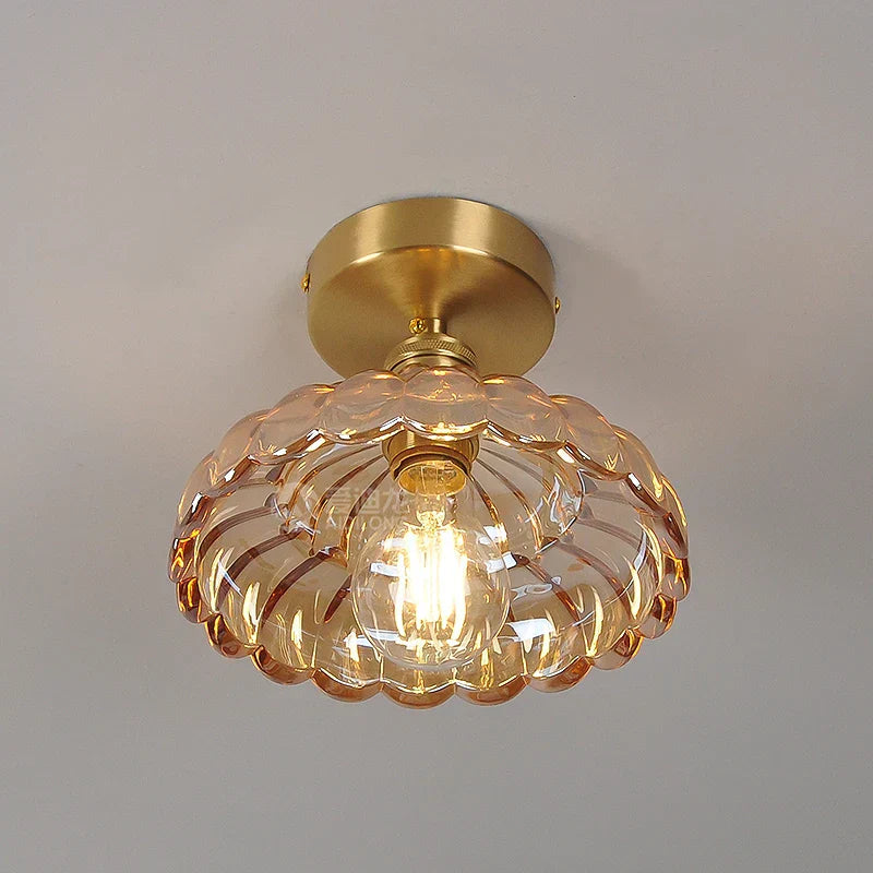 DecorBites™ Amber Glass LED Ceiling Lamp Nordic Modern Simple Indoor Lighting