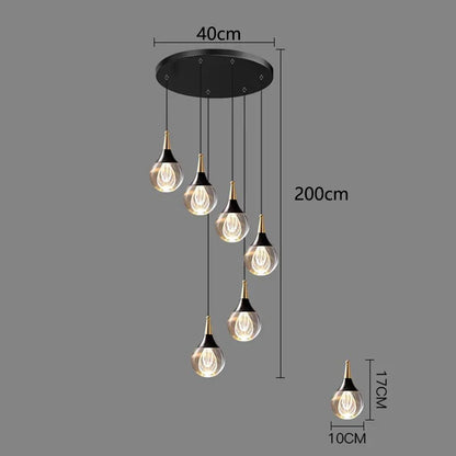 DecorBites™ Crystal Chandelier Stair Pendant Lamp Living Room Interior Lighting