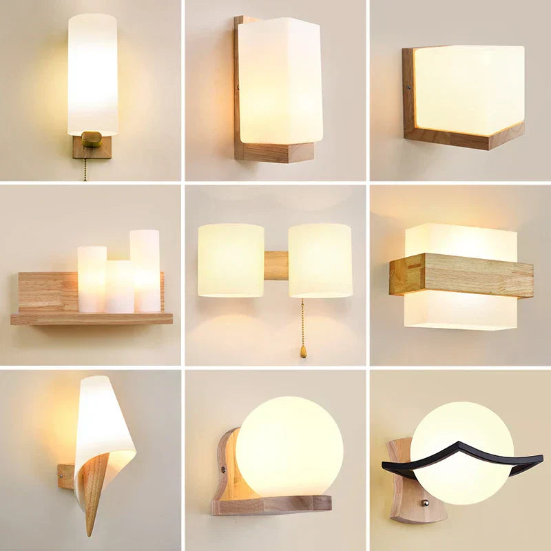 DecorBites™ LED Wooden Wall Lamps for Bedroom Stairs Interior Lighting Sconce Fixtures
