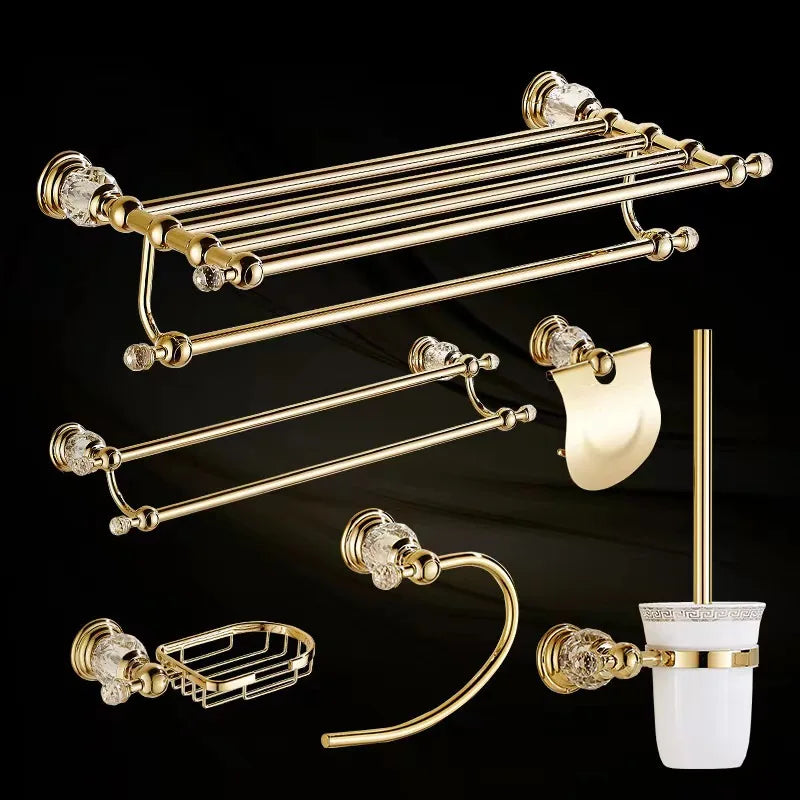 DecorBites™ Crystal Bathroom Towel Rack: European Style Hardware Bath Organizer