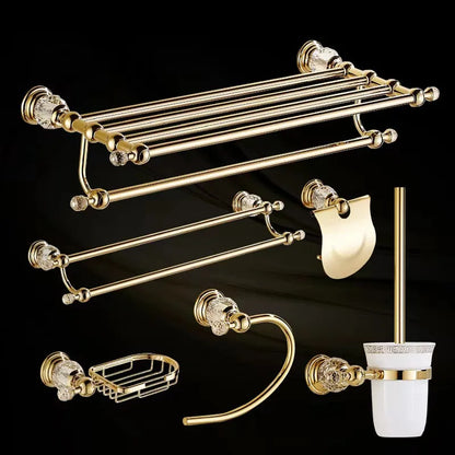 DecorBites™ Crystal Bathroom Towel Rack: European Style Hardware Bath Organizer