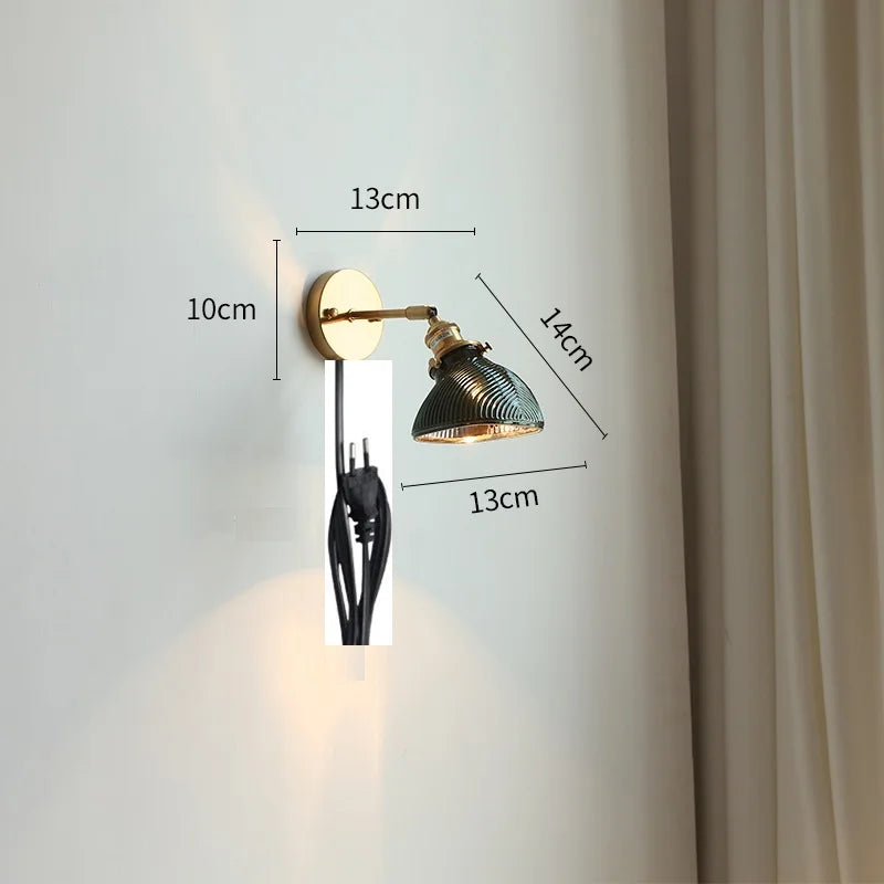 DecorBites™ Green Glass LED Wall Light with Pull Chain Switch - Modern Nordic Design
