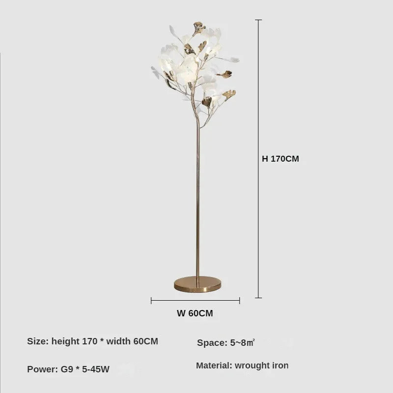 DecorBites™ Ginkgo Leaf Floor Lamp - Modern Lighting for Living Room, Bedroom, Study