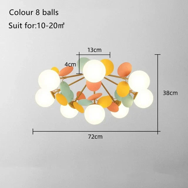 DecorBites™ Kids' Room Glass Ball Chandelier, Modern LED Ceiling Light Fixture